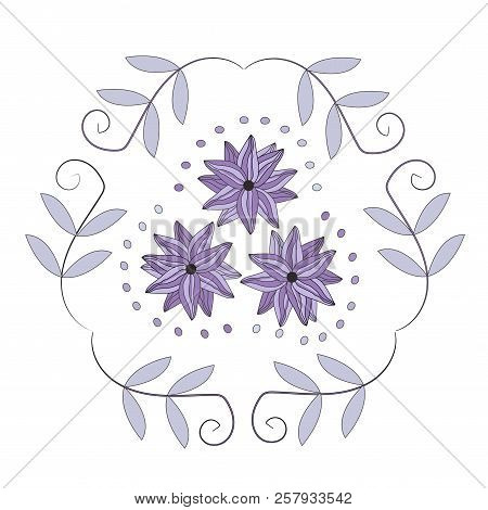 Decorative Floral Purple Ornament On White Background