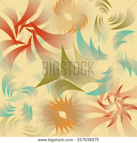 Vector Pattern With Abstract Shapes On A Yellow Background
