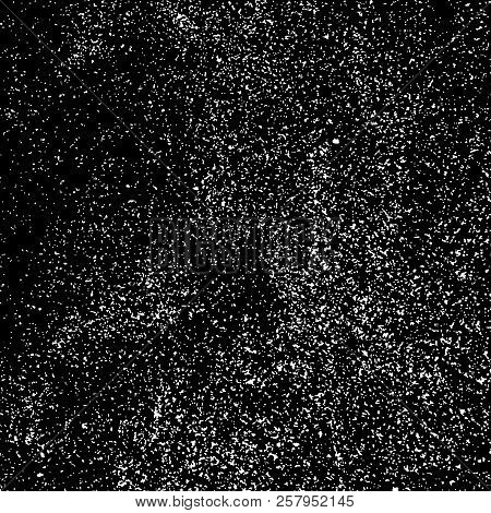 White Grainy Texture Template On Black Background.