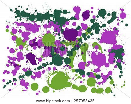 Watercolor Paint Stains Grunge Background Vector. Rusty Ink Splatter, Spray Blots, Mud Spot Elements