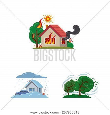 Isolated Object Of Natural And Disaster Icon. Collection Of Natural And Risk Stock Vector Illustrati