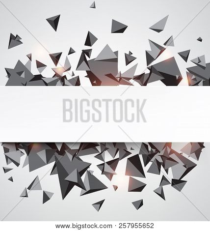 Abstract Background With Gray 3d Trigons. Vector Paper Illustration.