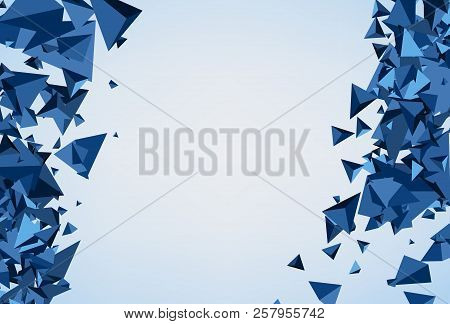 Abstract Blue Background With 3d Trigons. Vector Geometric Illustration.