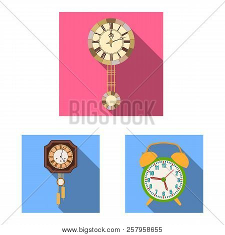 Vector Design Of Clock And Time Symbol. Collection Of Clock And Circle Vector Icon For Stock.