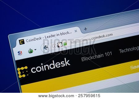 Ryazan, Russia - September 09, 2018: Homepage Of Coin Desk Website On The Display Of Pc, Url - Coind