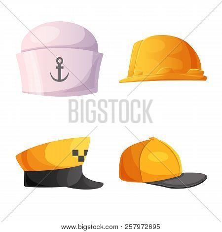 Vector Design Of Headgear And Cap Logo. Collection Of Headgear And Accessory Vector Icon For Stock.