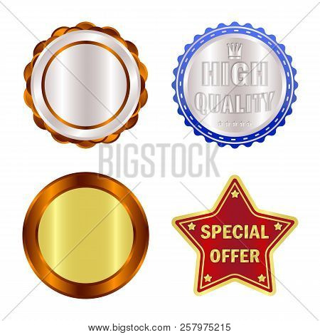 Vector Illustration Of Emblem And Badge Sign. Set Of Emblem And Sticker Vector Icon For Stock.