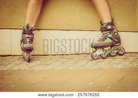 Woman Wearing Roller Skates