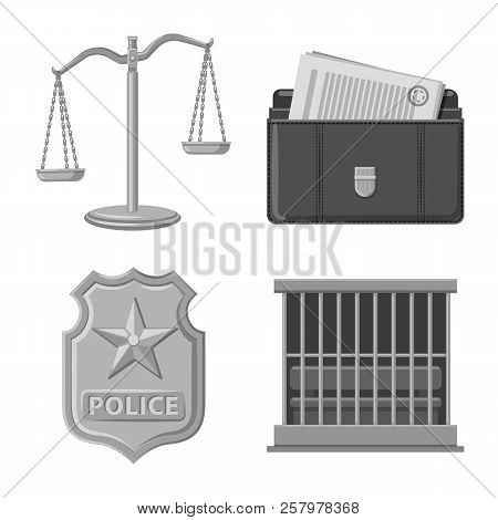 Vector Design Of Law And Lawyer Symbol. Set Of Law And Justice Vector Icon For Stock.