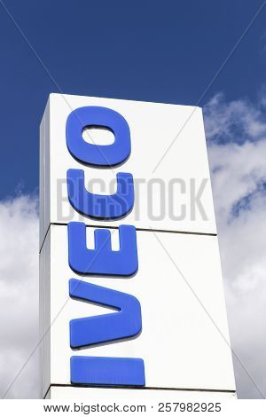 Vejle, Denmark - April 21, 2018: Iveco Logo On A Panel. Iveco, An Acronym For Industrial Vehicles Co