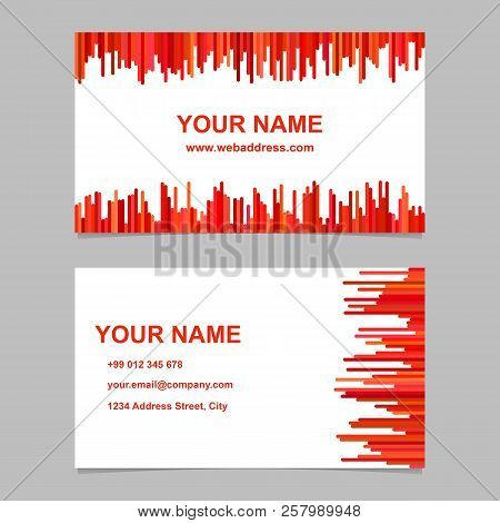 Business Card Template Design Set - Vector Namecard Design With Horizontal And Vertical Stripes In R