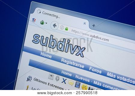 Ryazan, Russia - September 09, 2018: Homepage Of Sub Divx Website On The Display Of Pc, Url - Subdiv