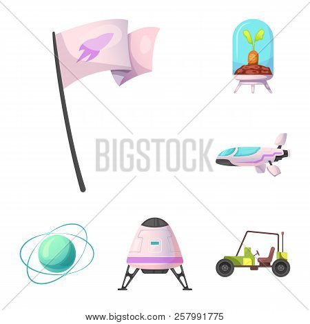 Isolated Object Of Mars And Space Icon. Set Of Mars And Planet Vector Icon For Stock.