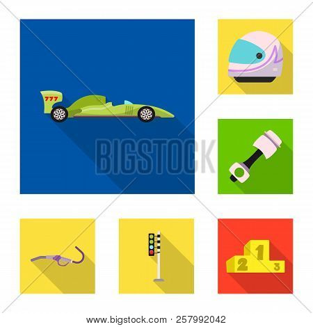 Vector Design Of Car And Rally Icon. Set Of Car And Race Vector Icon For Stock.