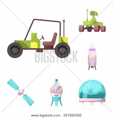 Vector Illustration Of Mars And Space Logo. Set Of Mars And Planet Vector Icon For Stock.