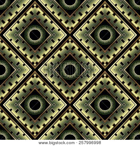Modern Geometric 3d Greek Vector Seamless Pattern. Luxury Abstra