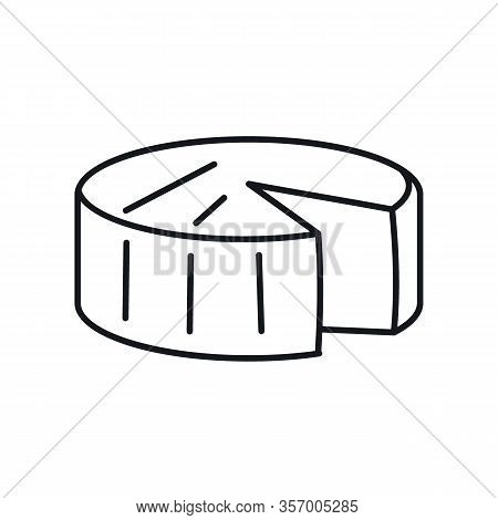 Soft Brie Cheese Line Icon. Vector Soft Brie Cheese In Line Style Isolated On White Background. Elem