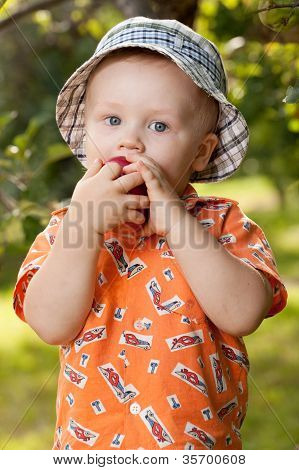 Charming Babe Eats Delicious Apple