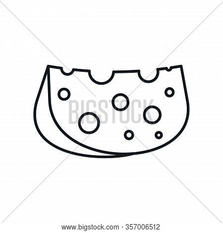 Gauda Cheese Line Icon. Vector Gauda Cheese In Line Style Isolated On White Background. Element For 