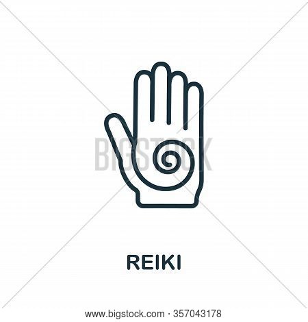 Reiki Icon From Alternative Medicine Collection. Simple Line Reiki Icon For Templates, Web Design An