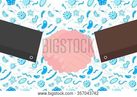 Two Mtn Shaking Hands Flat Style Design Vector Illustration. Danger Greeting, Handshaking Agreement 
