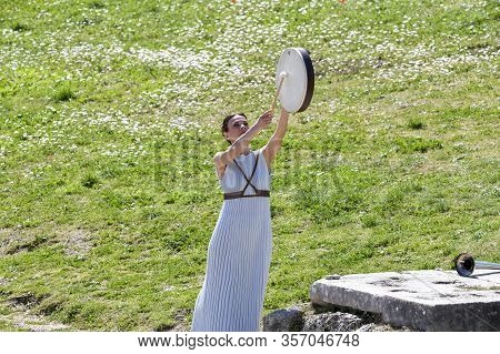 Olympic Flame Handover Ceremony For The Tokyo 2020 Summer Olympic Games At The Ancient Olympia