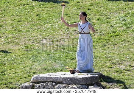 Olympic Flame Handover Ceremony For The Tokyo 2020 Summer Olympic Games At The Ancient Olympia