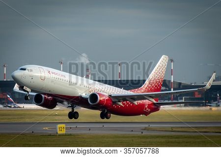 October 29, 2019, Moscow, Russia. Plane 
Boeing 737-800 Rossiya - Russian Airlines At Sheremetyevo A