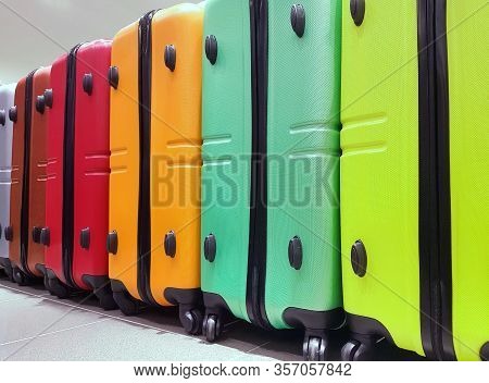 Suitcases In The Airport Luggage Storage For Control