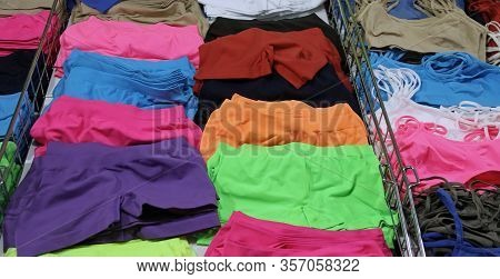 Underpants And Colorful Tank Tops And Underwear For Sale At The Market Stall