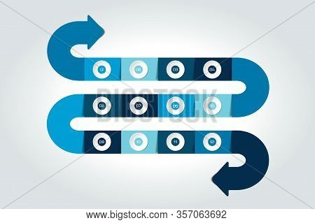 Arrow Snake Infographic, Template, Diagram, Chart, Timeline. Vector Design.