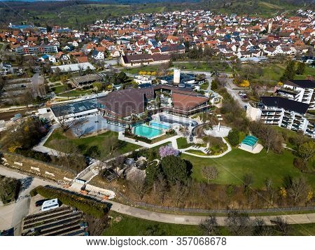 Empty Thermal Bath In Beuren On The Swabian Alps, Germany On A Sunny Day