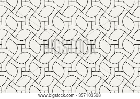 Geometric Seamless Pattern. Vector Background With Abstract Line Texture. Neutral Monochrome Wallpap