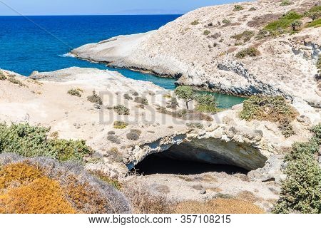 Cliffs, Cave And Ocean In Papafragas Beach