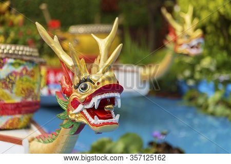 Dragon Head On Dragonboat For Chinese Dragon Boat Festival