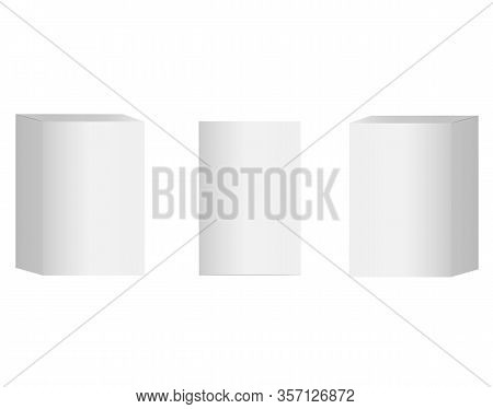 Blank Cardboard Package Boxes Mockup. Set Of Cosmetic Or Medical Packaing. Mock Up White Cardboard B