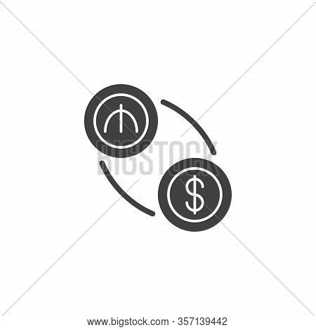 Manat And Dollar Exchange Vector Icon. Filled Flat Sign For Mobile Concept And Web Design. Us Dollar