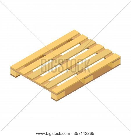 Pallet Wooden Vector Icon. Isometric Vector Icon Isolated On White Background Pallet Wooden.