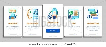 Rpa Cyber Technology Onboarding Mobile App Page Screen Vector. Rpa Robotic Process Automation, Drone