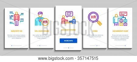 Hr Human Resources Onboarding Mobile App Page Screen Vector. Hr Management And Research, Strategy An