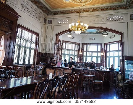 Bangkok, Thailand - March 05, 2020 : Unidentified People At Norrasing Cafe Or Narasingh Coffee Shop 