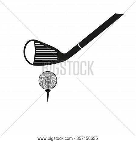 Golf Ball And Hockey Stick Icon. Golf Set Vector Illustration