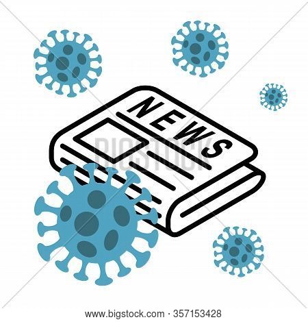 Newspaper Icon With Abstract Virus Strain Model Novel Coronavirus Disease 2019-ncov. All News In Wor