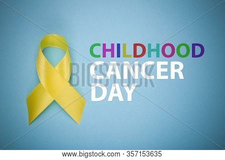 Yellow Ribbon, Childhood Cancer Awareness Month. Children Healthcare Background With Child's Drawing