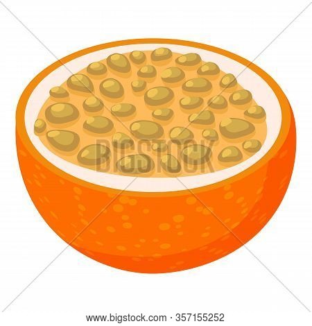 Half Of Maracuja Icon. Isometric Of Half Of Maracuja Vector Icon For Web Design Isolated On White Ba