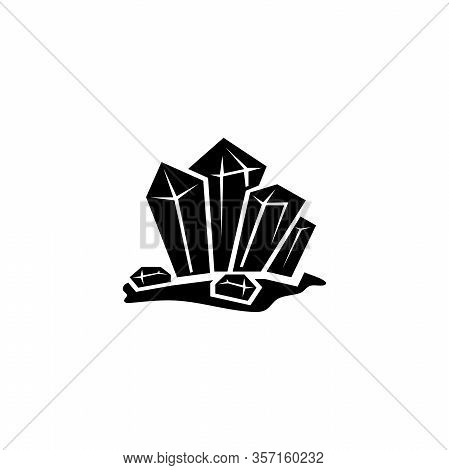 Crystal Stone, Crystalline Gem, Gemstone. Flat Vector Icon Illustration. Simple Black Symbol On Whit