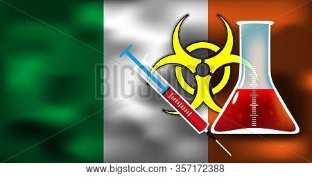 Virus Or Bacteria Infection Threat To Ireland Vector Medical Concept Illustration Biohazard Sign Wit