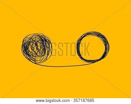 Concept Icon Showing The Unraveling Of A Tangled Line. Metaphor For A Mentor Or Coach In Problems Bu