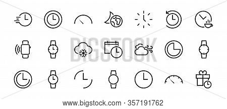 Simple Set Of Time Icon Color Editable Template. Contains Icons Such As Time Check, Speedometer Cale