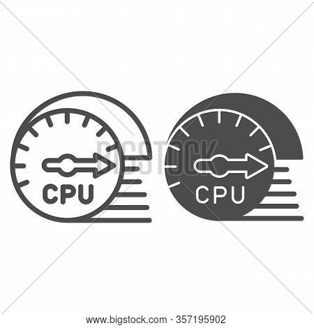 Processor Usage And Load Speed Line And Solid Icon. Cpu Chip Performance Sensor Symbol, Outline Styl